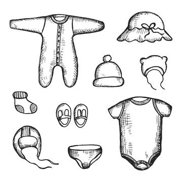 Baby clothes set vector Stock Illustration