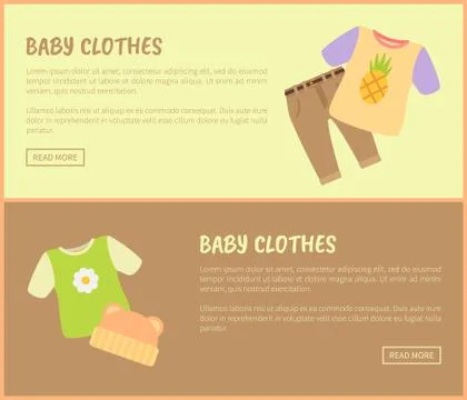 Baby Clothes Text Sample Set Vector Illustration Stock Illustration