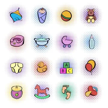 Baby comics icon set Stock-Illustration