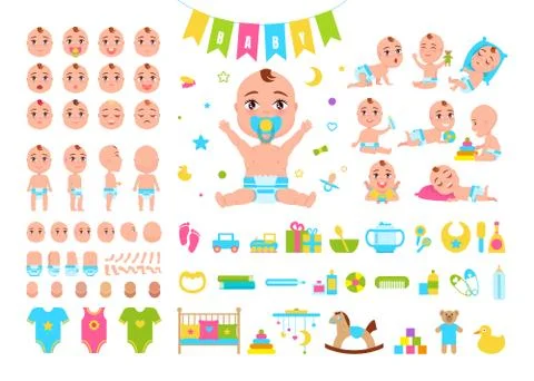 Baby Constructor Icons on Vector Illustration Stock Illustration