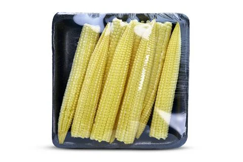 Baby Corn Vegetable white background isolated Clipping Path Foto stock