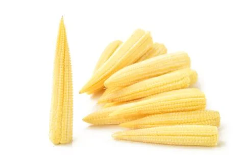 Baby corn on a white background Stock Photos