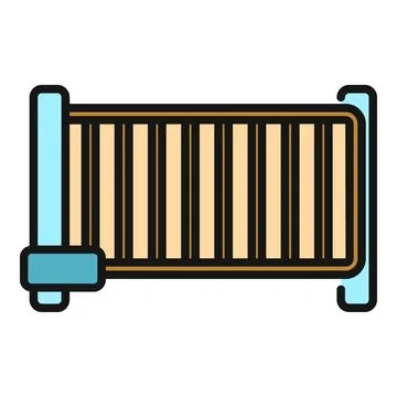 Baby cot with bars in a flat linear color icon design Stock Illustration