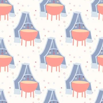 Baby cot cute seamless pattern. Stock Illustration