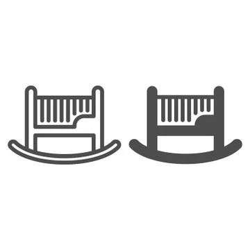 Baby cot line and solid icon, Furniture concept, baby rocking bed sign on white Stock Illustration