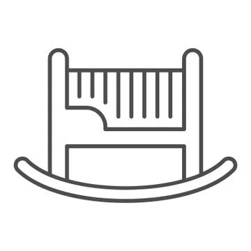 Baby cot thin line icon, Furniture concept, baby rocking bed sign on white Stock Illustration