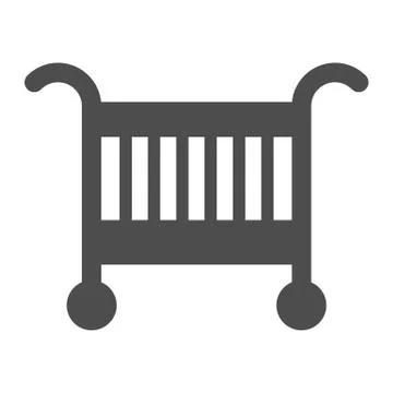 Baby cradle bed solid icon. Baby crib vector illustration isolated on white Stock Illustration