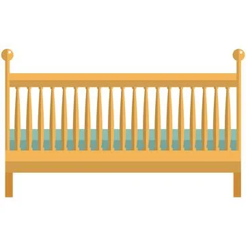 Baby cradle icon, flat vector isolated illustration. Newborn wooden cot, crib イラスト素材