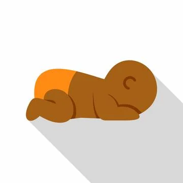 Baby crawling or lying infant flat icon design Stock Illustration
