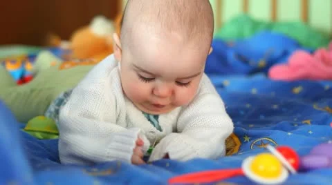 Baby in crib Video stock 12756487