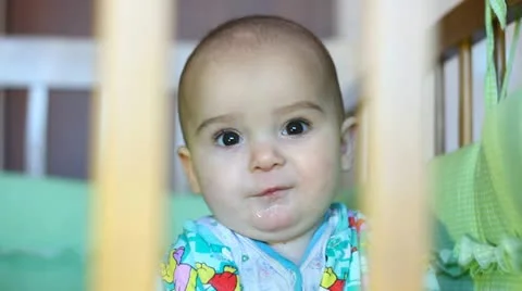 Baby in crib Stock Footage 18902645