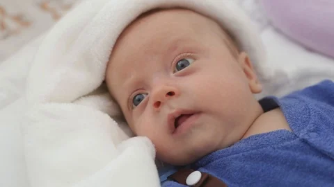 The baby is in the crib Stock Footage 98134487
