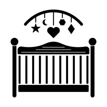 Baby Crib with Hanging Mobile Vector Illustration Stock Illustration