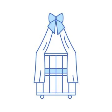 Baby crib isolated thin line icon. Outline style Stock Illustration