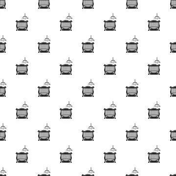 Baby cribs with mobile seamless pattern background Stock Illustration