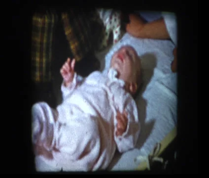 Baby cries in crib Stock Footage 33830906
