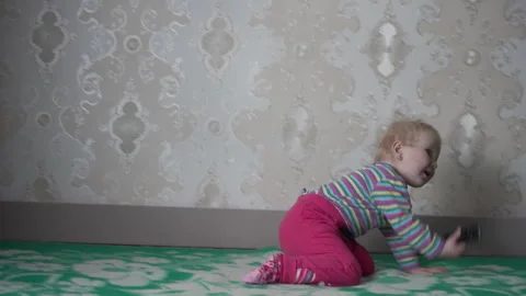 Baby dances on bed Stock-Footage 318208277