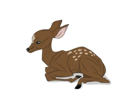 Baby deer, lying, silhouette, vector Illustrazione stock