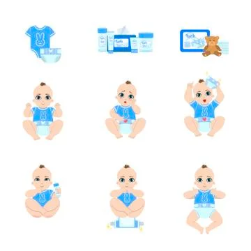 Baby Diaper Changing Sequence Illustrazione stock