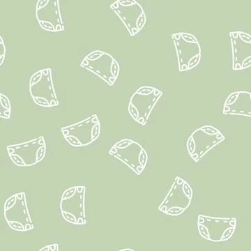 Baby diaper line vector seamless pattern black Stock Illustration