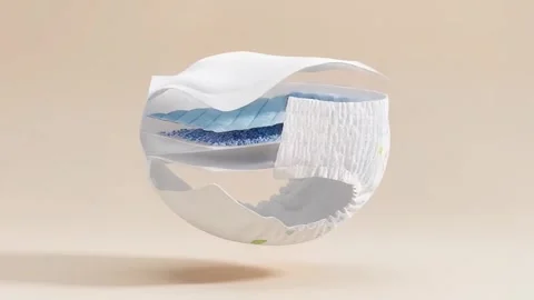 Baby Diaper Pant with Exploded Layer View. 库存影片 346620132