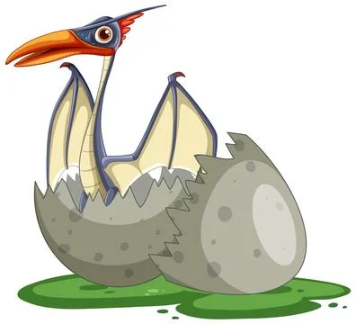 Baby Dinosaur Hatching from Egg Stock Illustration