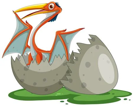 Baby Dinosaur Hatching from Egg Stock Illustration