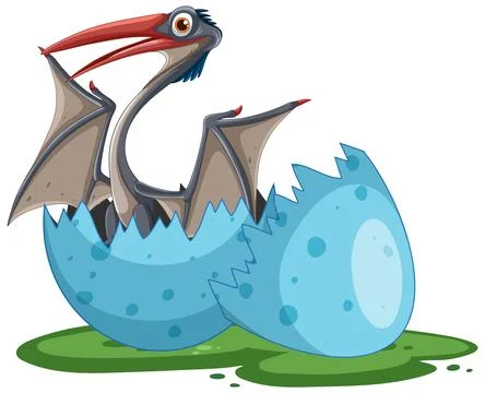 Baby Dinosaur Hatching from Egg Stock Illustration
