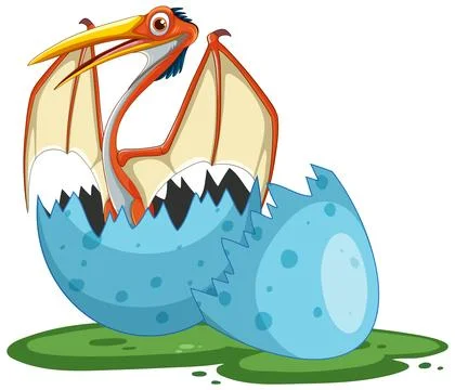 Baby Dinosaur Hatching from Egg Stock Illustration