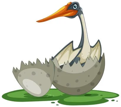 Baby Dinosaur Hatching from Egg Stock Illustration