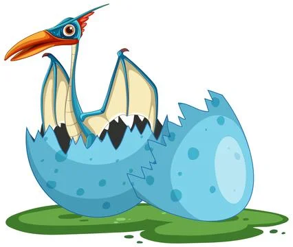 Baby Dinosaur Hatching from Egg Stock Illustration