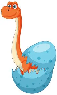 Baby Dinosaur Hatching from Egg Stock Illustration