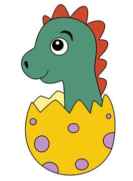 Baby dinosaur hatching from egg vector illustration Stock Illustration