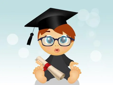 Baby with diploma Stock Illustration