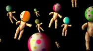 Baby Dolls With Beach Ball Heads Stock Footage