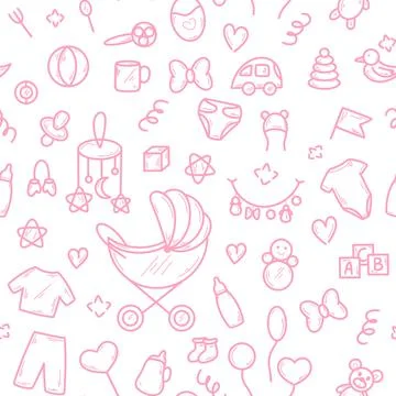 Baby doodle seamless pattern Stock Illustration
