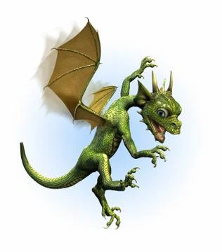 Baby Dragon Learning to Fly Stock Illustration