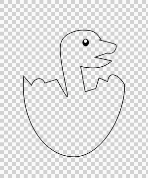 Baby Ducking Hatching From Egg Outline duckling eye line Stock Illustration