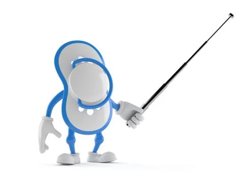 Baby dummy character aiming with pointer stick Illustrazione stock