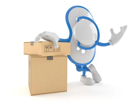 Baby dummy character with stack of boxes 스톡 일러스트