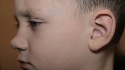 Baby ear, side view. Stock Footage 73423450