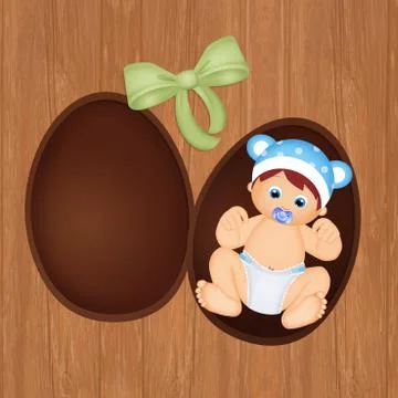 Baby in the Easter chocolate egg Stock Illustration