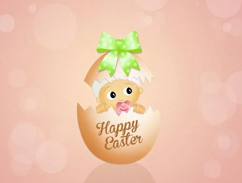 Baby in Easter egg Stock Illustration