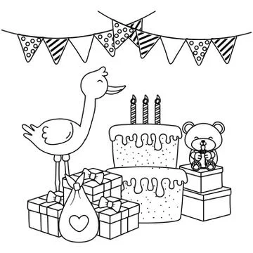 Baby elements icon in black and white 스톡 일러스트