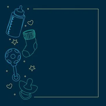 Baby elements in square 스톡 일러스트