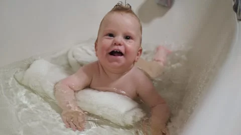 Baby Enjoying Bath Stock Footage 294451583