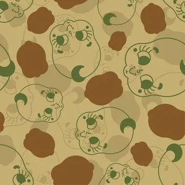 Baby face Army pattern seamless. Military background small child. Texture k.. Illustrazione stock
