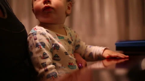 Baby Face When Looking computer Stock Footage 62061862