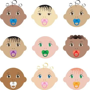 Baby Faces Stock Illustration