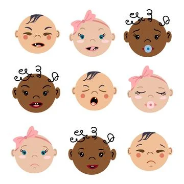 Baby faces set Stock Illustration
